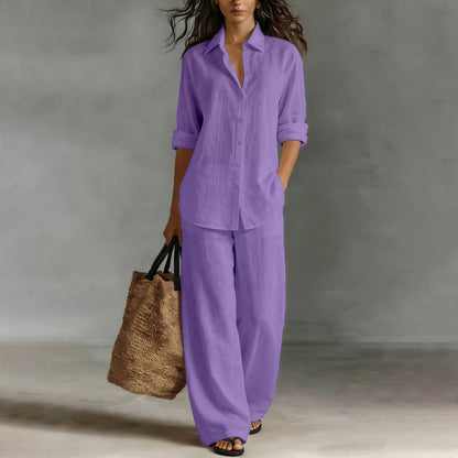 ✨New Arrivals & Special Offers-Women's Casual Shirt & Wide-Leg Pants Set