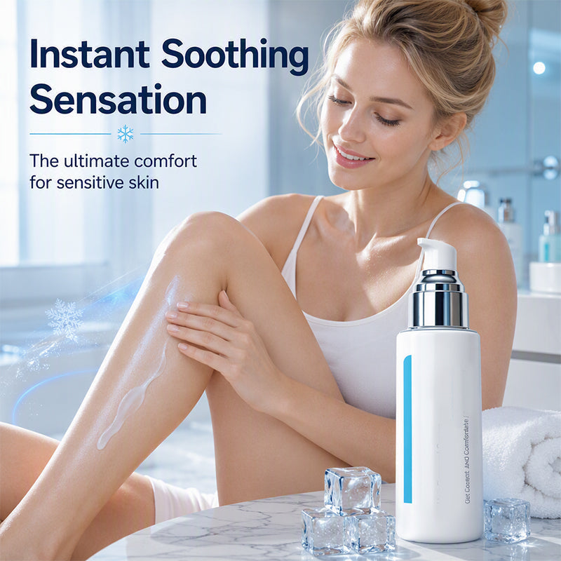 Original product presentation featuring the cream bottle and body care imagery