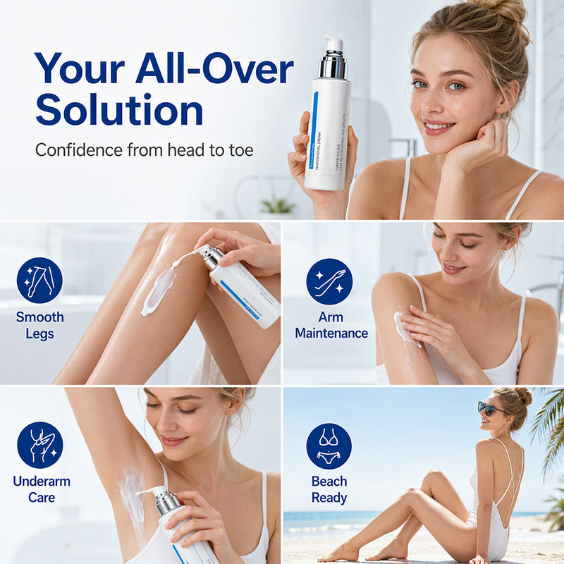 Product image illustrating use on legs, arms and underarms