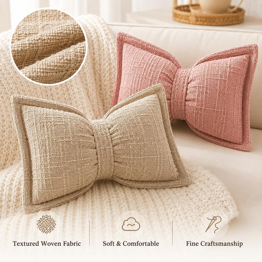 🔥Soft Chenille Bow-Shaped Throw Pillow