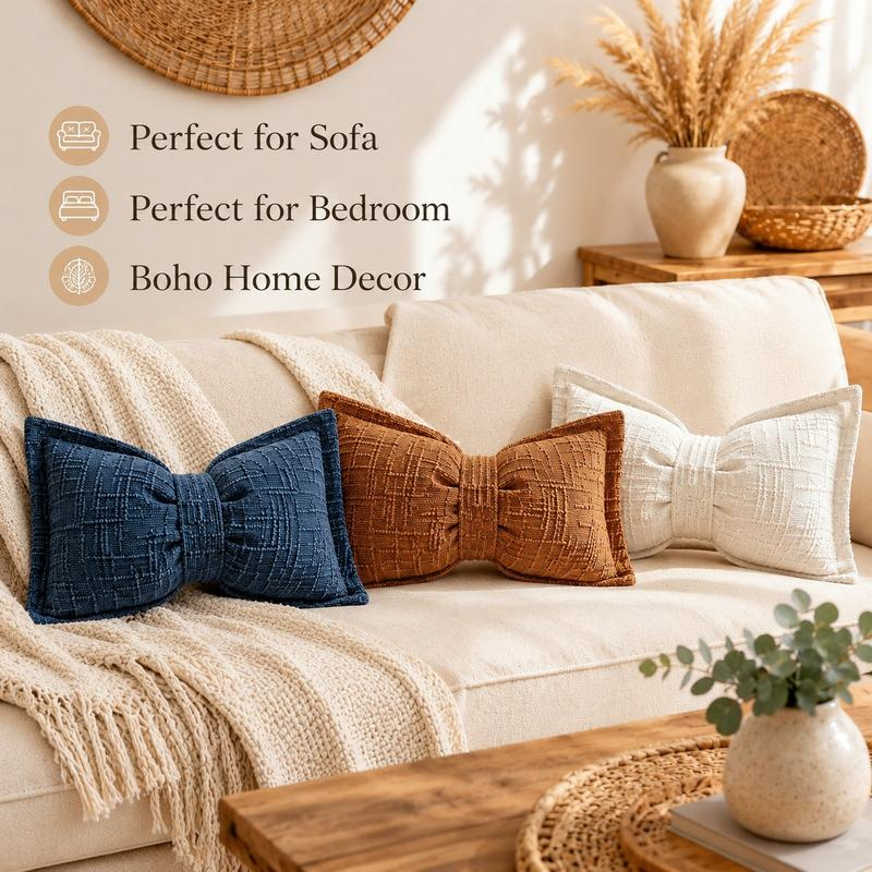 🔥Soft Chenille Bow-Shaped Throw Pillow