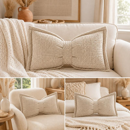 🔥Soft Chenille Bow-Shaped Throw Pillow
