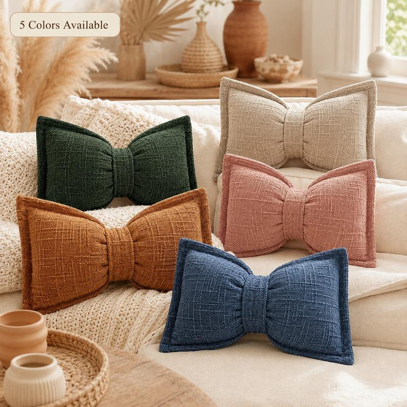 🔥Soft Chenille Bow-Shaped Throw Pillow