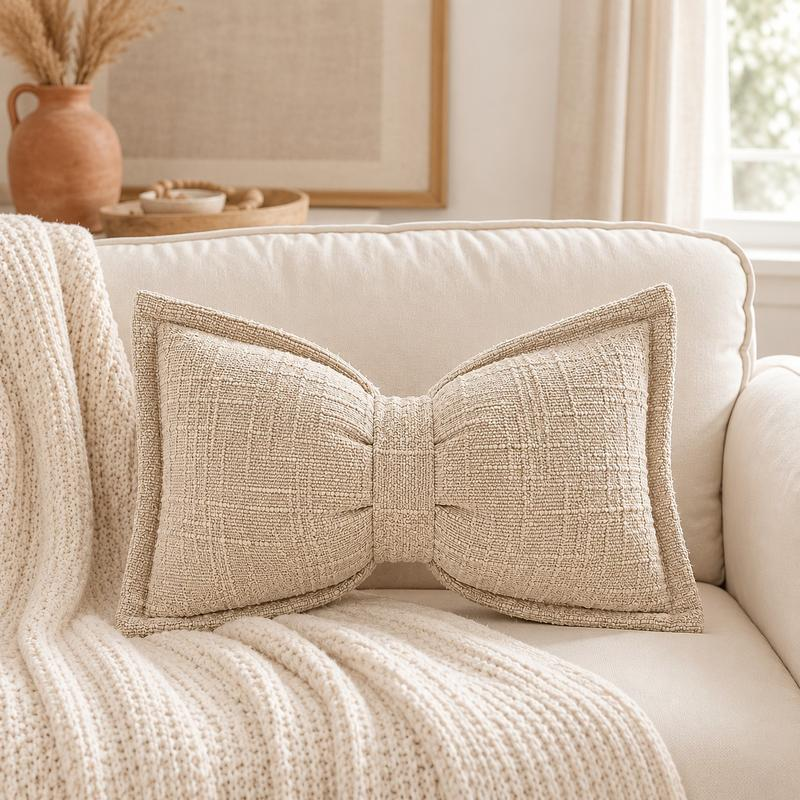 🔥Soft Chenille Bow-Shaped Throw Pillow
