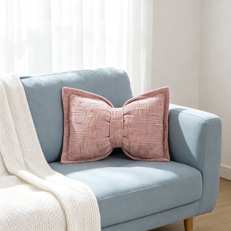 🔥Soft Chenille Bow-Shaped Throw Pillow