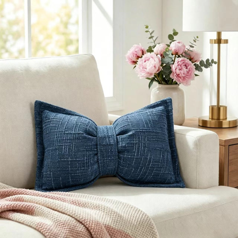 🔥Soft Chenille Bow-Shaped Throw Pillow