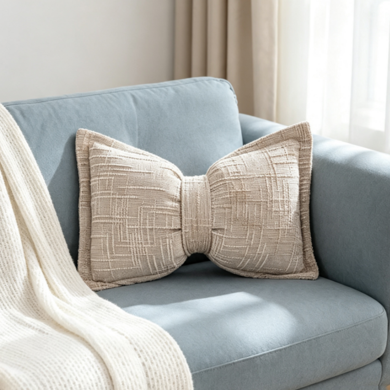 🔥Soft Chenille Bow-Shaped Throw Pillow