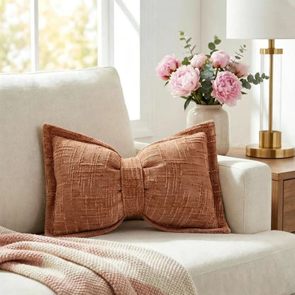 🔥Soft Chenille Bow-Shaped Throw Pillow