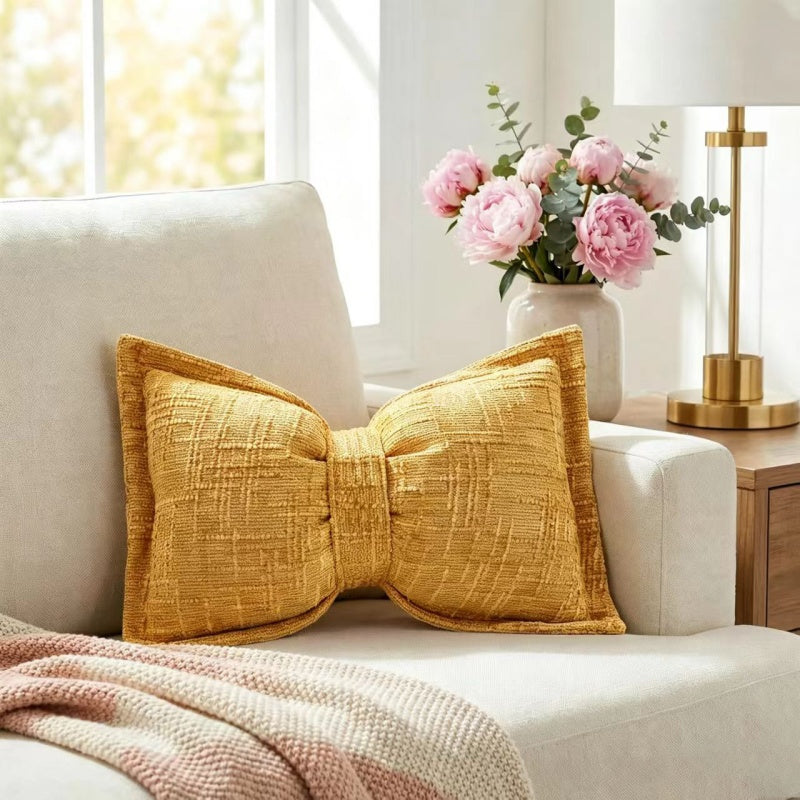 🔥Soft Chenille Bow-Shaped Throw Pillow