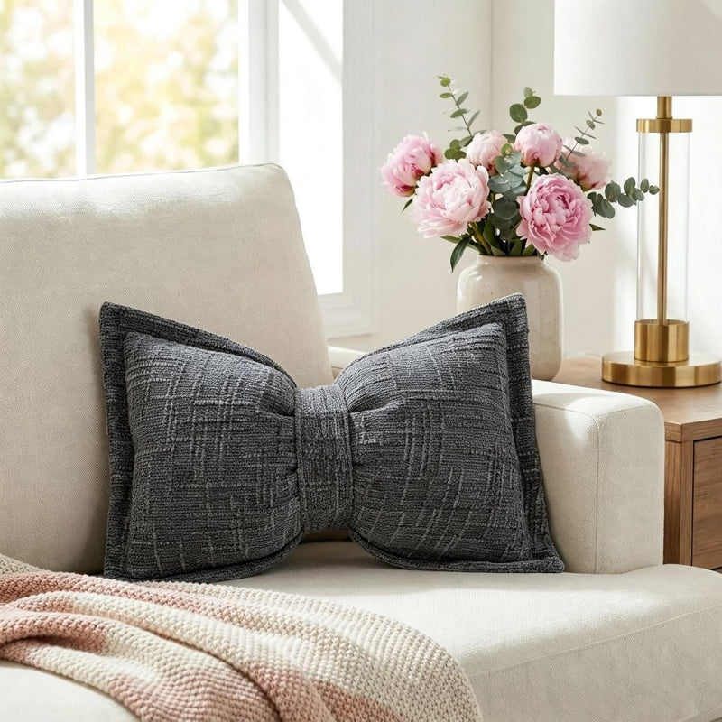 🔥Soft Chenille Bow-Shaped Throw Pillow