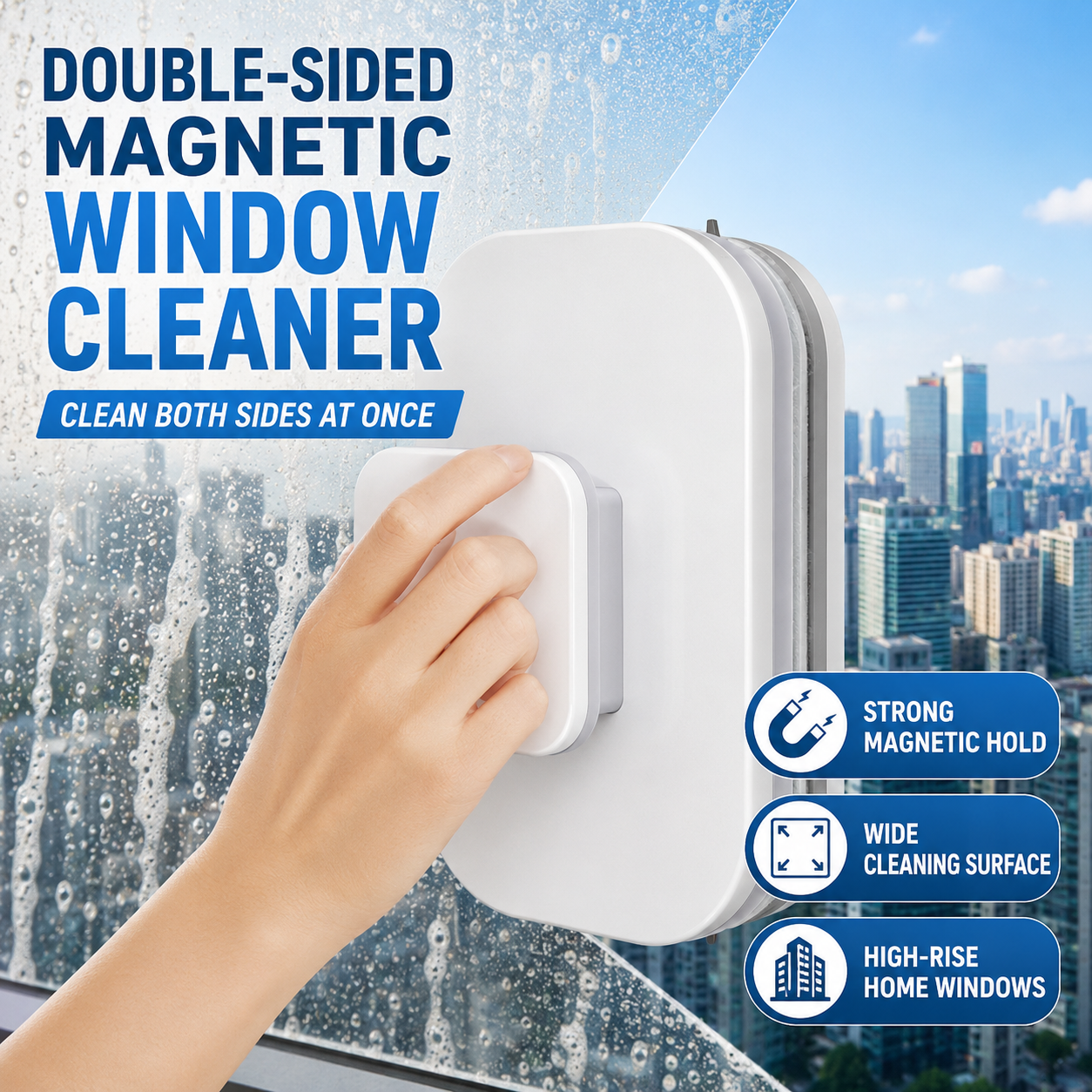 ✨ 6-in-1 Magnetic Window Cleaner for Double-Sided Glass Cleaning with Safety Cord