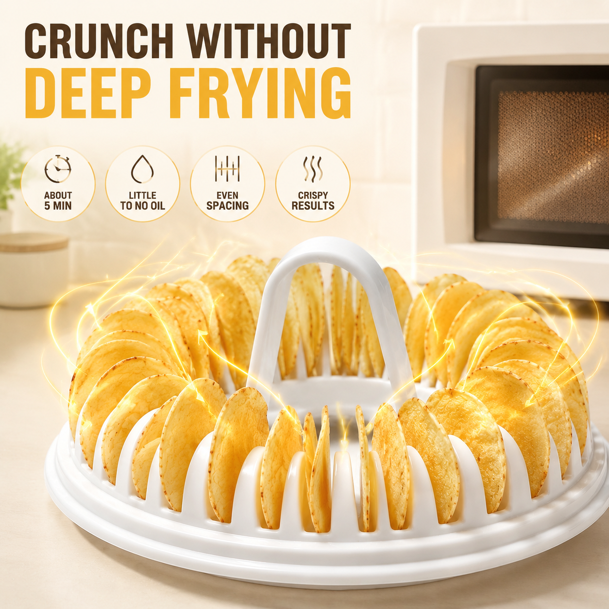 🥔 Microwave Potato Chip Maker with Slicer – Oil-Free Snack Kit ✨