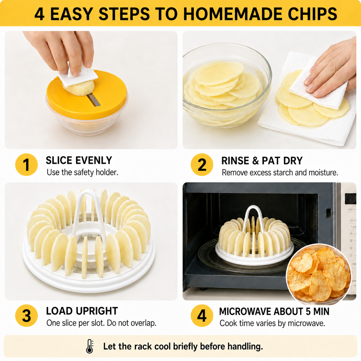 🥔 Microwave Potato Chip Maker with Slicer – Oil-Free Snack Kit ✨
