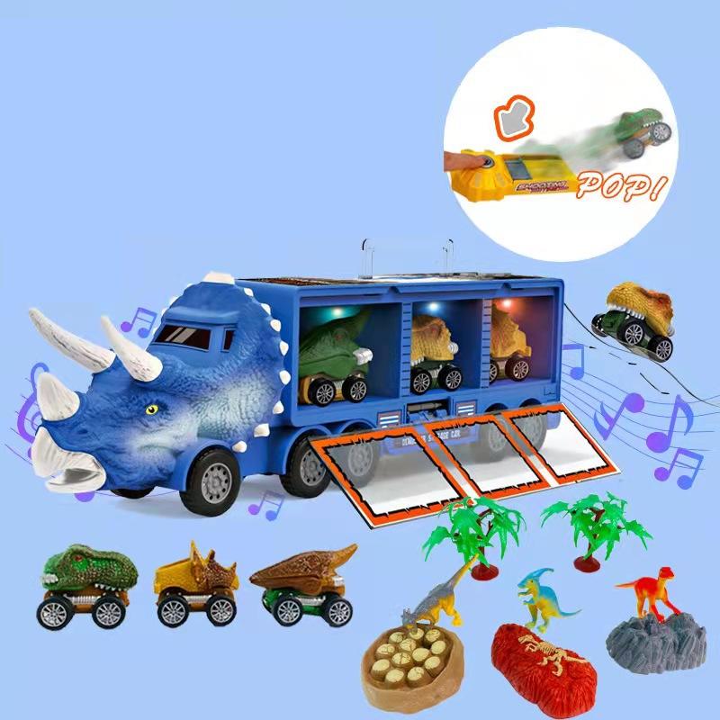 🦖 Dinosaur Transport Truck Toy with Mini Cars and Storage 🚚