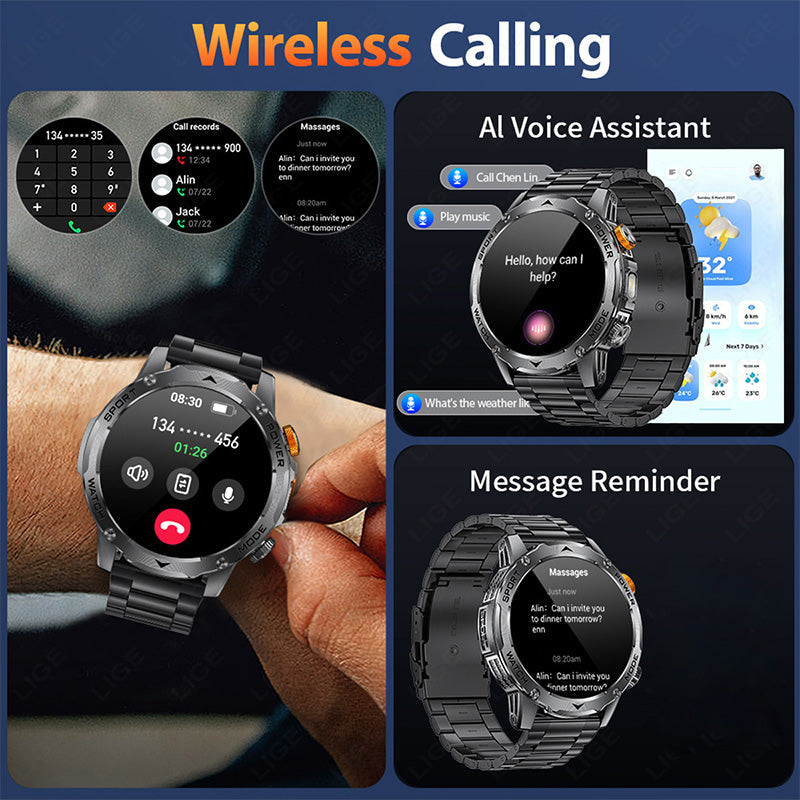 ⌚ 1000mAh Smartwatch – 1.7' Display, 100+ Sports Modes & LED Light