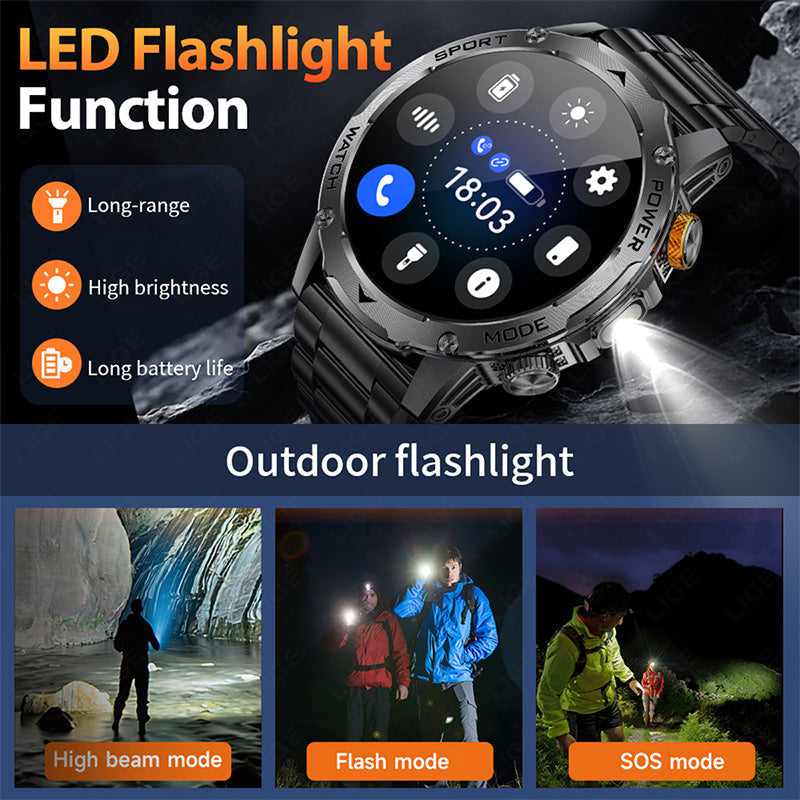 ⌚ 1000mAh Smartwatch – 1.7' Display, 100+ Sports Modes & LED Light
