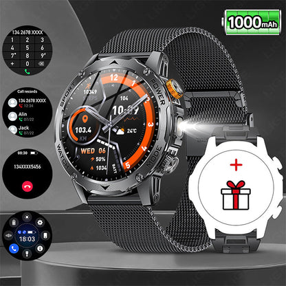 ⌚ 1000mAh Smartwatch – 1.7' Display, 100+ Sports Modes & LED Light
