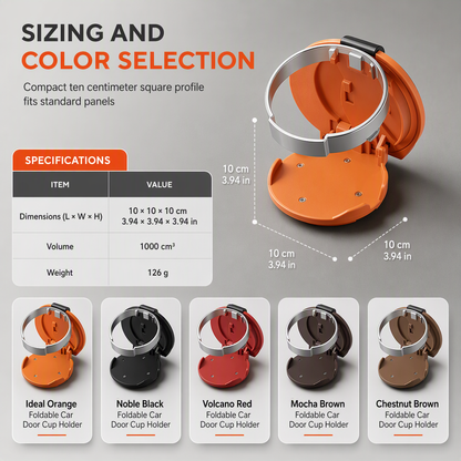 Multifunctional Foldable Car Door Cup Holder Large Diameter Drink and Water Bottle Storage Rack