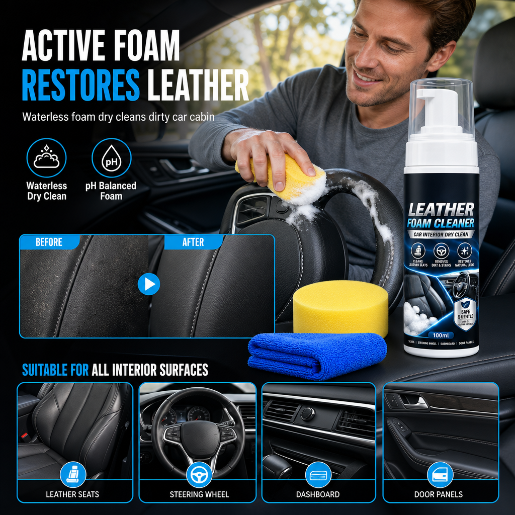 🚗Car Interior Leather Foam Cleaner Kit