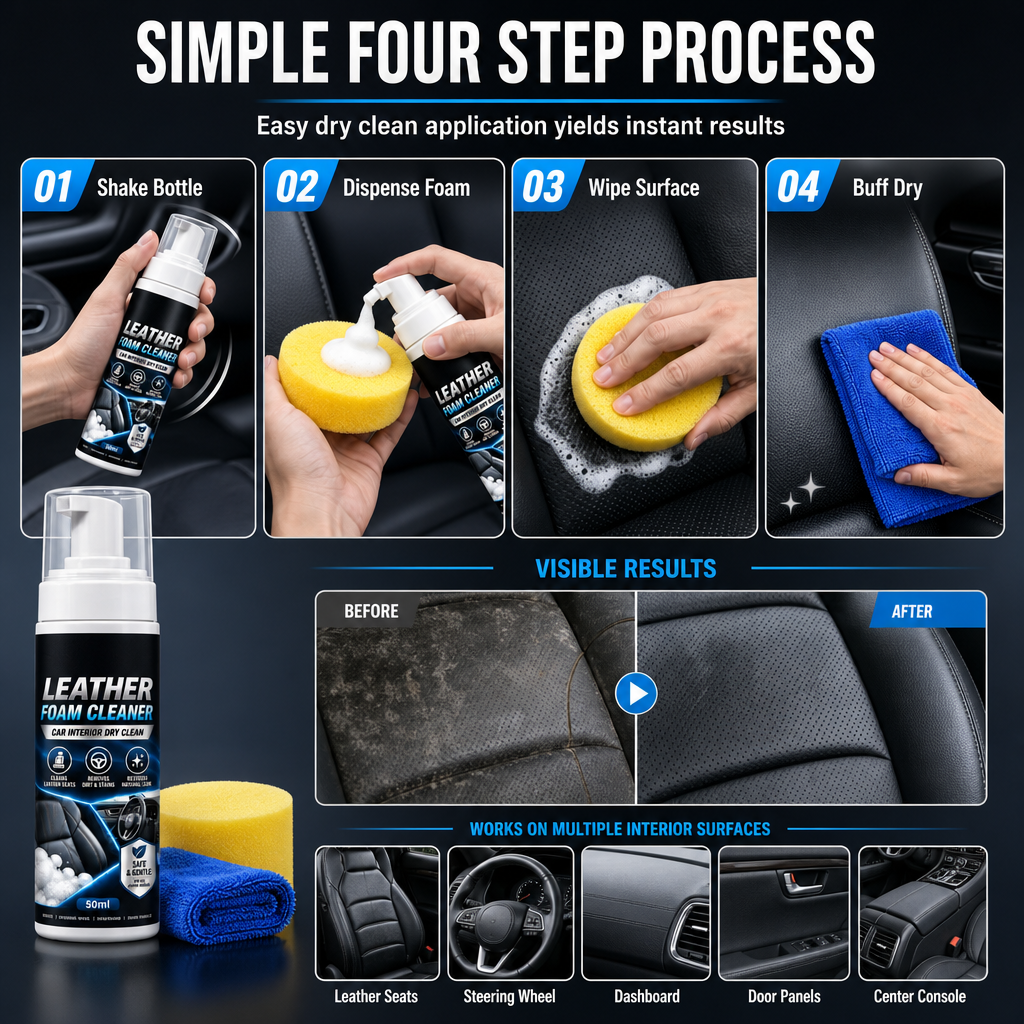 🚗Car Interior Leather Foam Cleaner Kit
