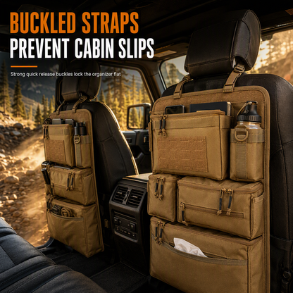 🚗 Tactical Car Backseat Organizer: Heavy-Duty Nylon, Webbed Loops, Buckled Straps, Universal Fit