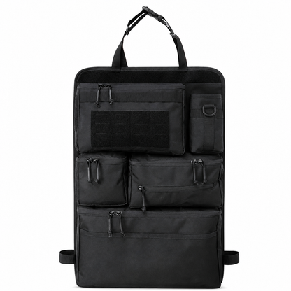 🚗 Tactical Car Backseat Organizer: Heavy-Duty Nylon, Webbed Loops, Buckled Straps, Universal Fit