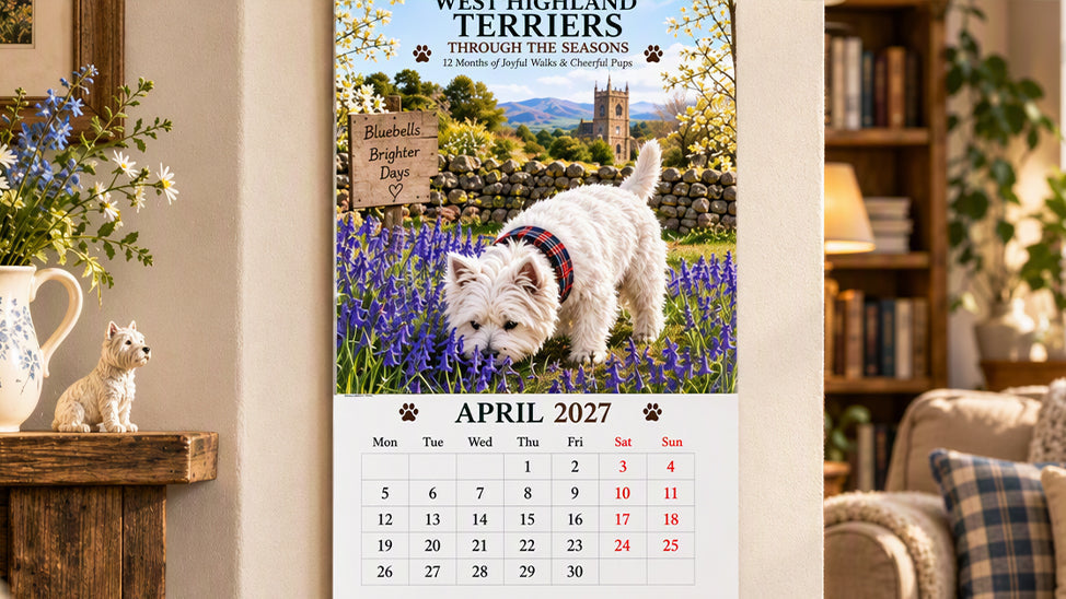 🥳💞48K+ SOLD🐾📆West Highland Terrier Wall Calendar🎁