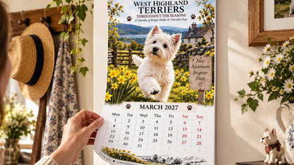 🥳💞48K+ SOLD🐾📆West Highland Terrier Wall Calendar🎁