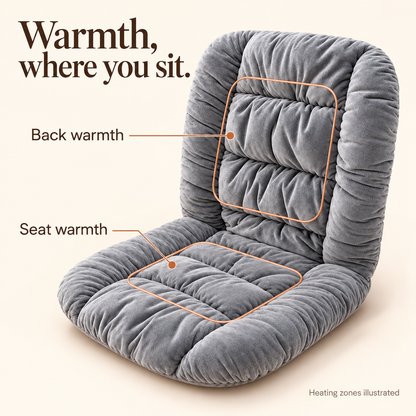 🔥 Heated Seat & Back Cushion – Plush Chair Warmer