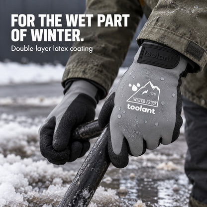 Heavy Duty Insulated Work Gloves - Latex-Dipped, 100% Waterproof, Rubber Palm, Velcro Wrist, Better Grip, Tight-Fitting Gardening & Hardware Protective Gloves