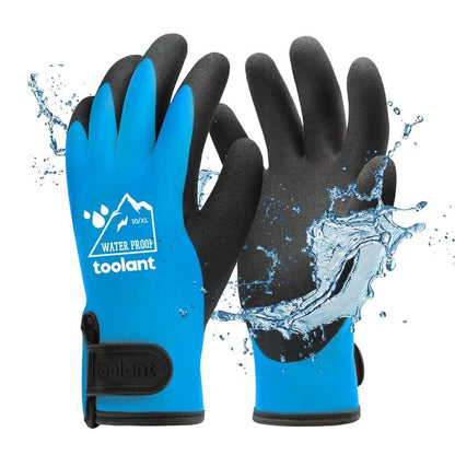 Heavy Duty Insulated Work Gloves - Latex-Dipped, 100% Waterproof, Rubber Palm, Velcro Wrist, Better Grip, Tight-Fitting Gardening & Hardware Protective Gloves