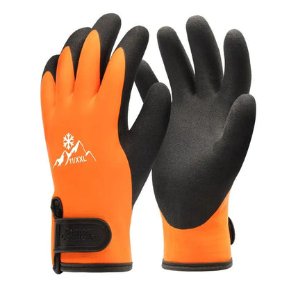 Heavy Duty Insulated Work Gloves - Latex-Dipped, 100% Waterproof, Rubber Palm, Velcro Wrist, Better Grip, Tight-Fitting Gardening & Hardware Protective Gloves
