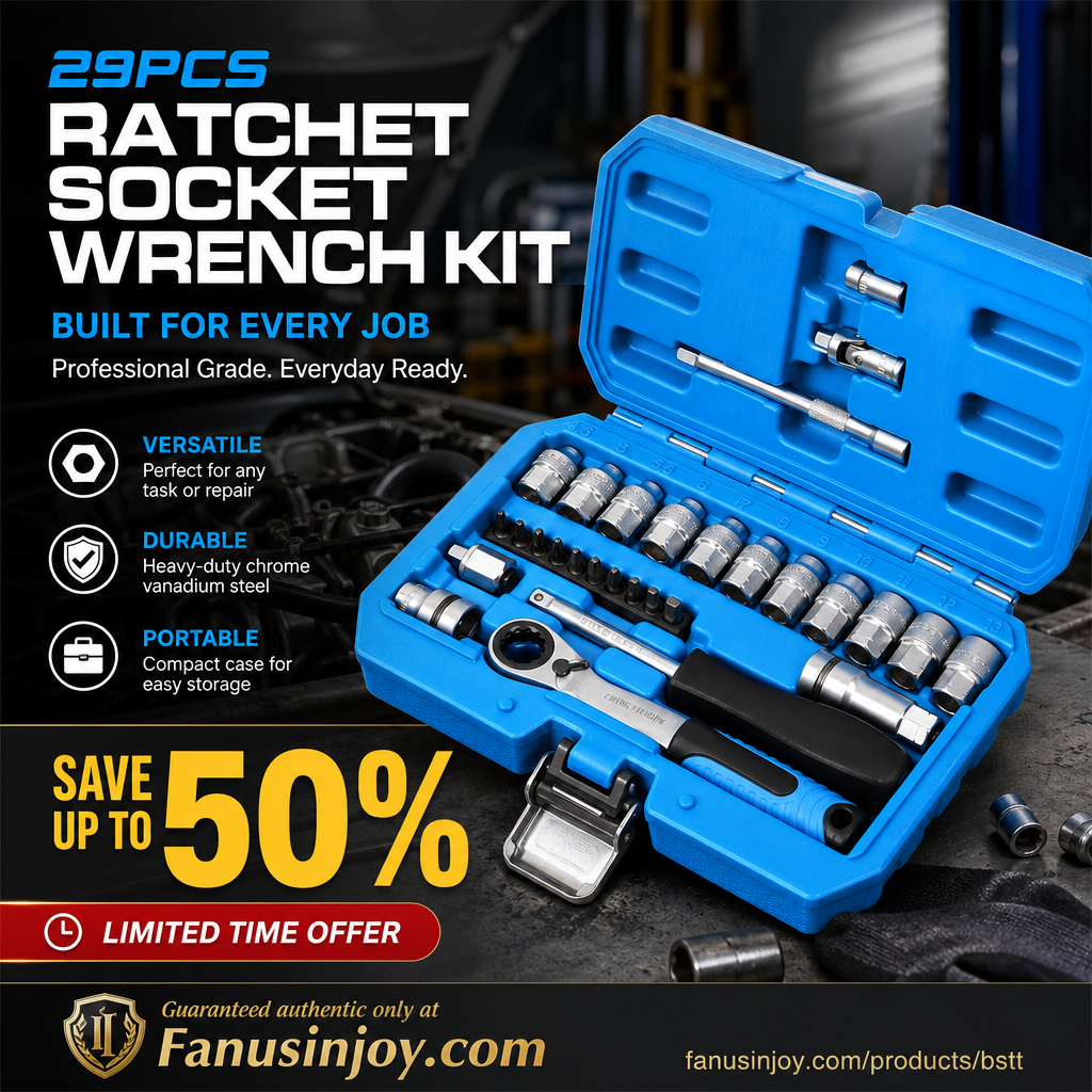 🎉 2026 Sale — Over 16,600 Sold!🔧29‑Pcs Ratchet Socket Wrench Kit 🛠️