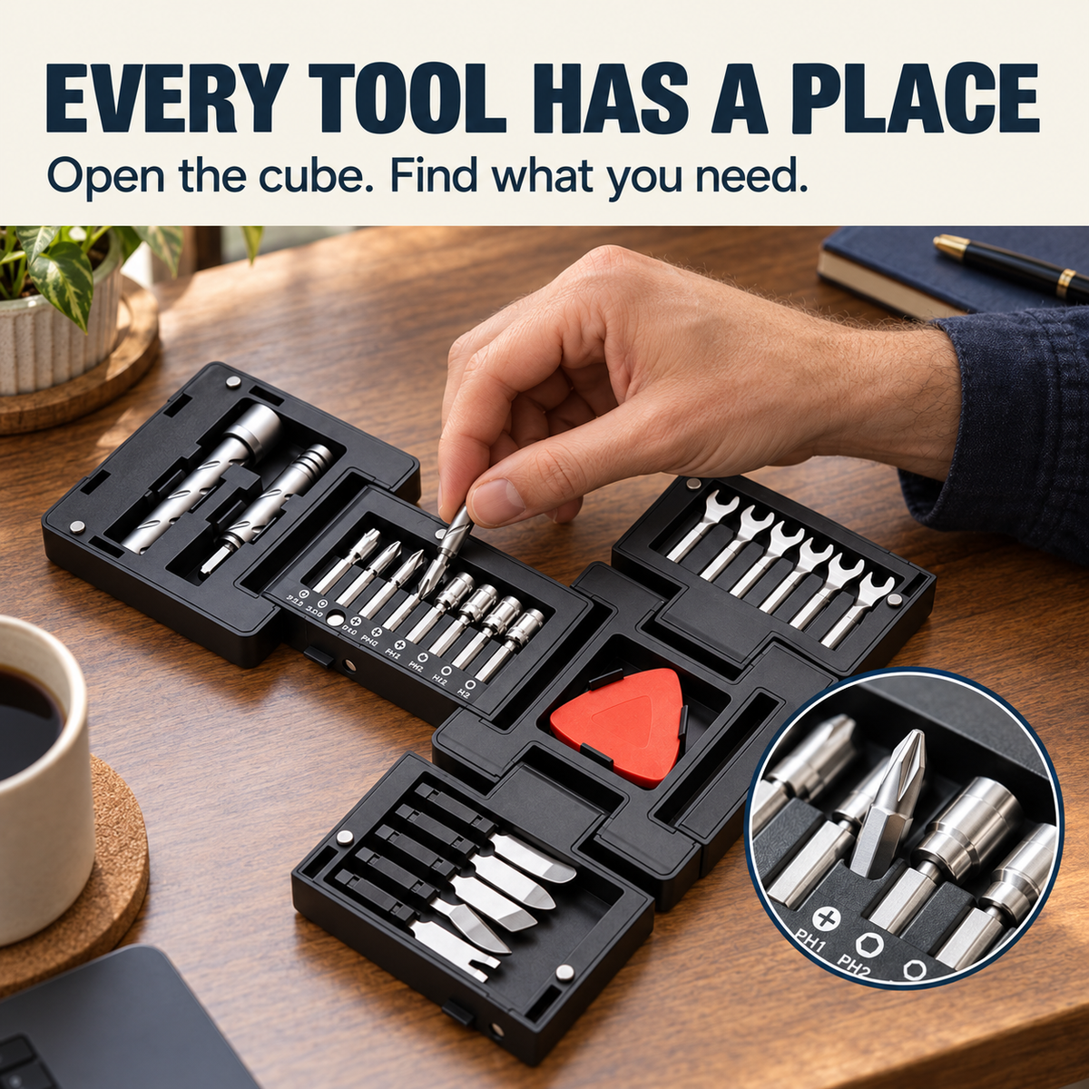 Organized 55-in-1 precision screwdriver kit with accessories
