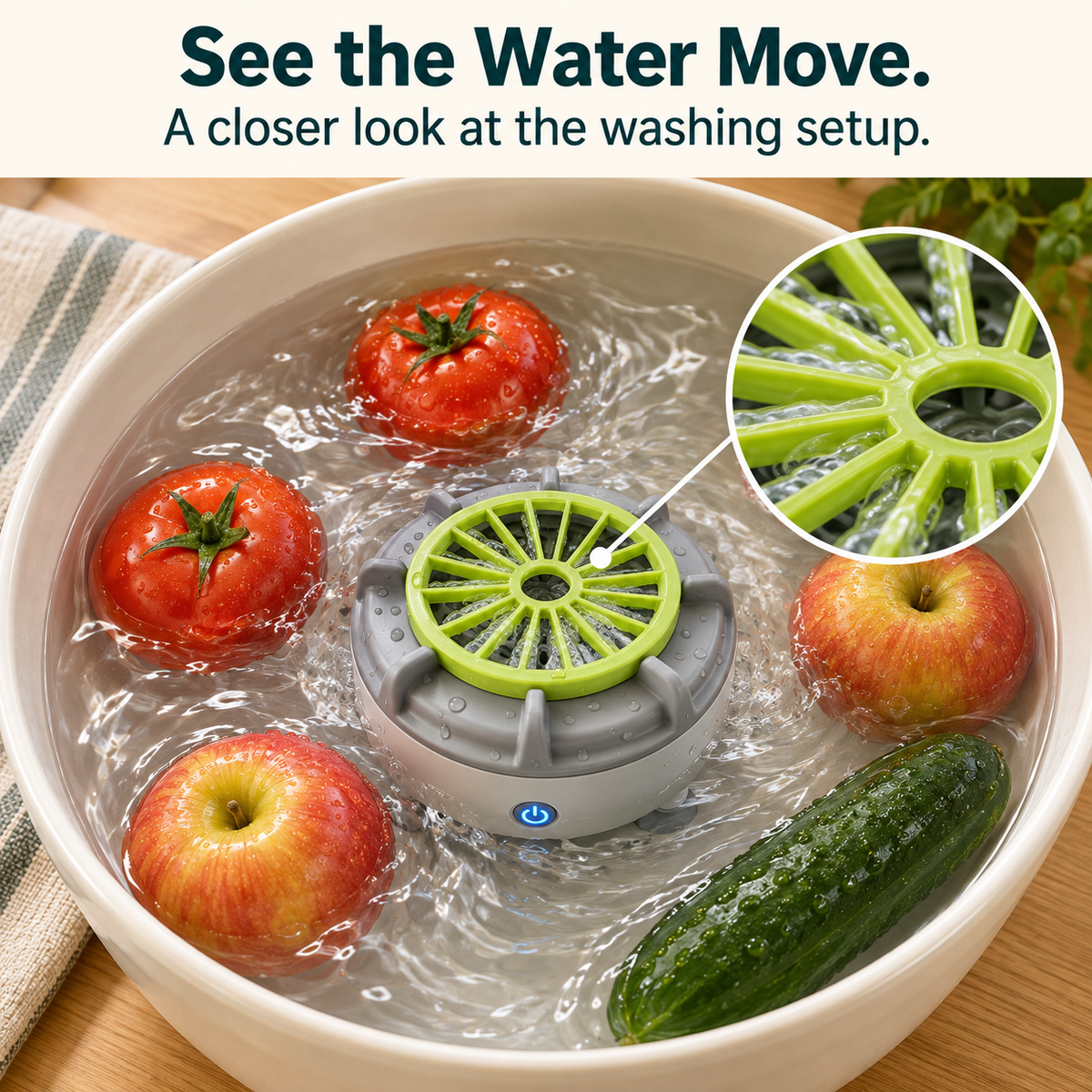 Compact Fruit & Vegetable Washer – Sink & Basin Washing Device